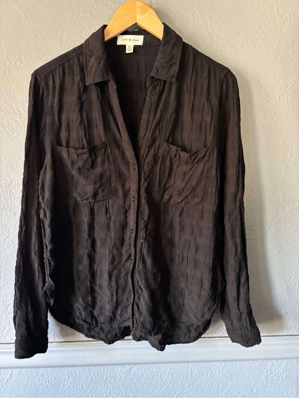 Cloth & Stone Black Tencel Button Down Shirt Medium